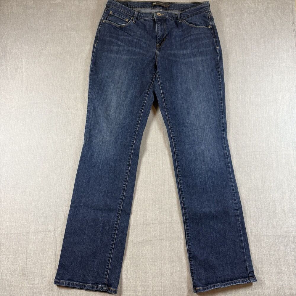 Levi's Women's 505 Straight Leg Jeans Dark Wash Blue Size 12M Classic Whisker